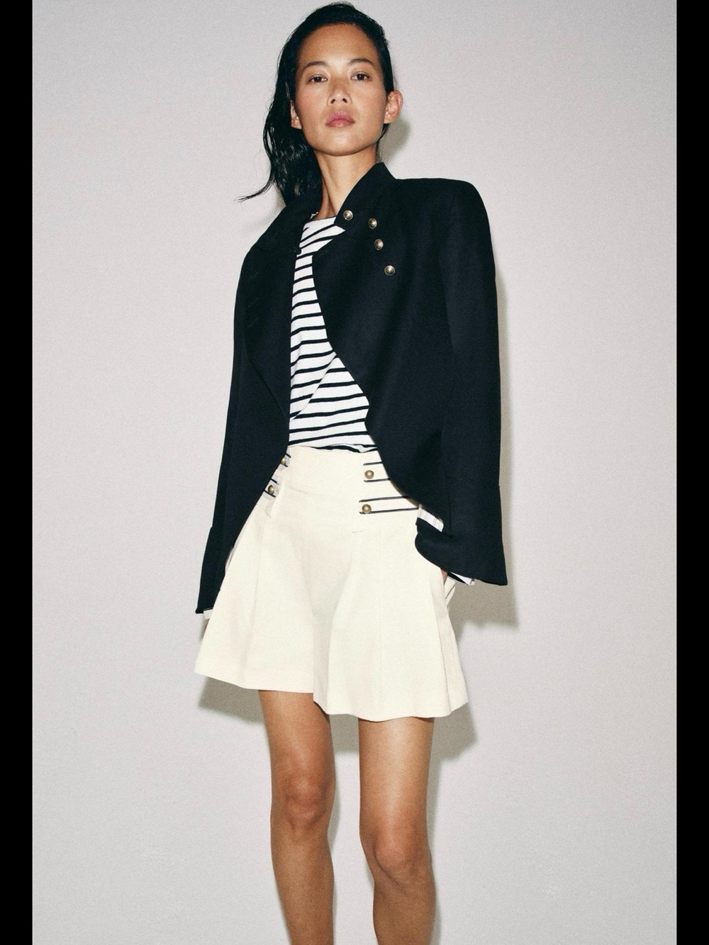 ZARA -ZW Collection Pleated Skirt with Button Detail NWT ❗️